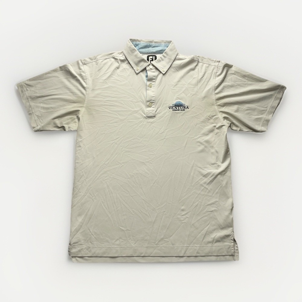 FootJoy Ventura Country Club Golf Polo Shirt Men's Large White Performance